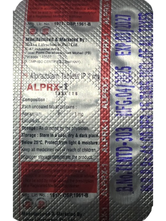 Alprazolam ALPRX-1MG X15 Tabs