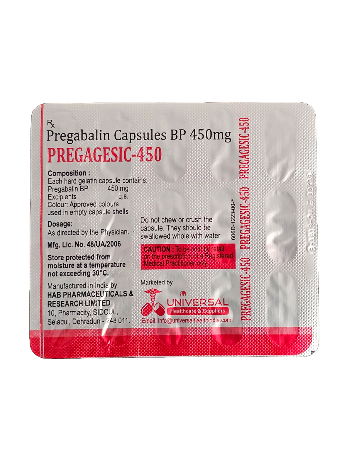 Pregabalin 450MG X15 Tabs
